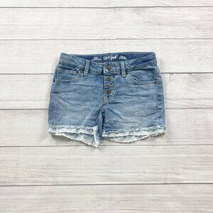 Cat & Jack Girls Denim Jean Shorts Eyelet Lace Trim M 7-8